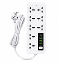 10-way universal extension socket with 8 AC outlets, 3 USB ports and Type-C charging port
