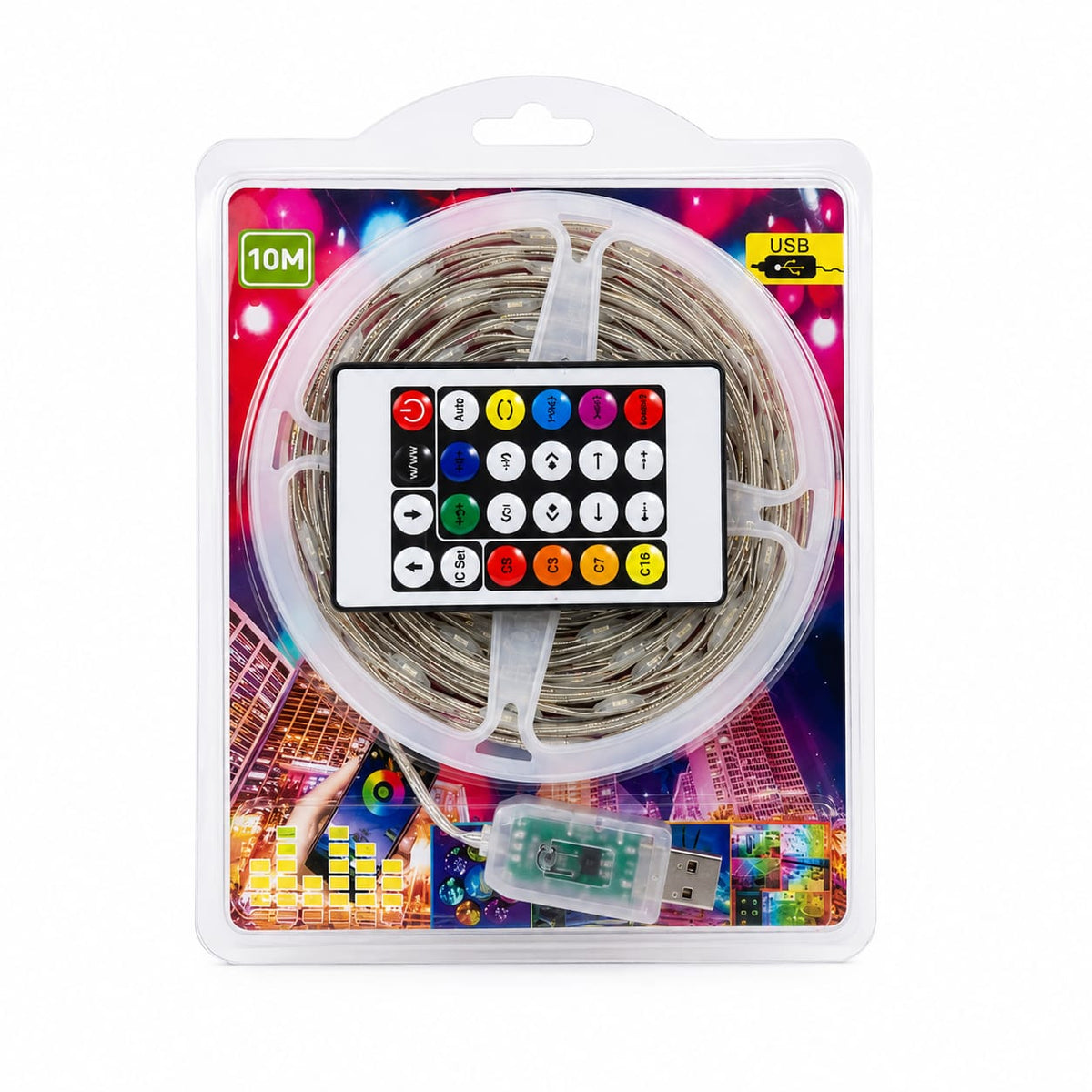 10M RGB LED strip light with USB app and sound control
