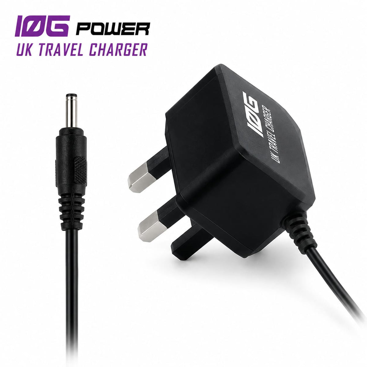 N70 Power 6101 UK travel charger with 3-pin plug and DC barrel connector
