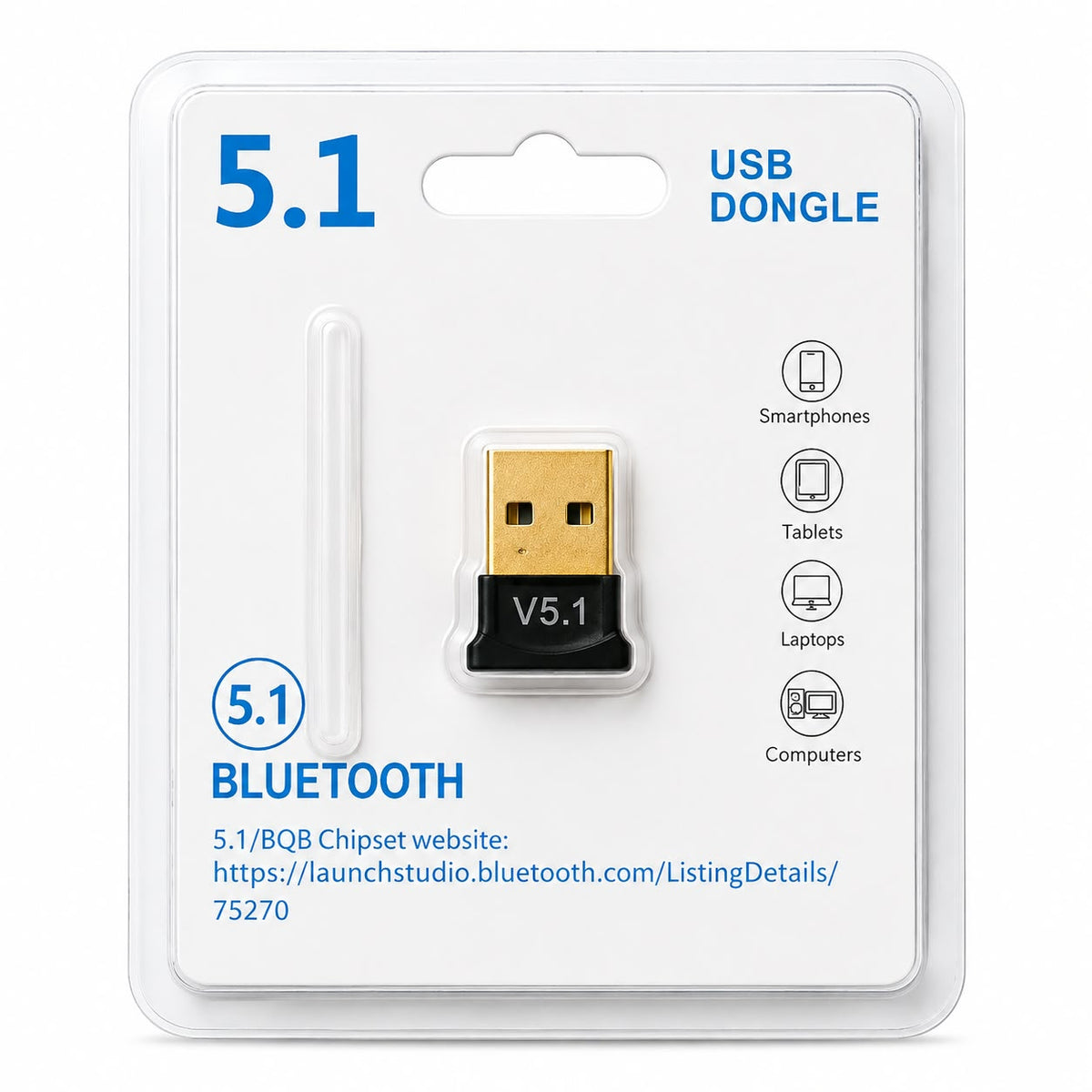 Bluetooth 5.1 USB Dongle Adapter for PC and laptop

