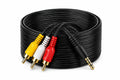 3 RCA to 3.5mm AUX audio AV cable with red white and yellow connectors
