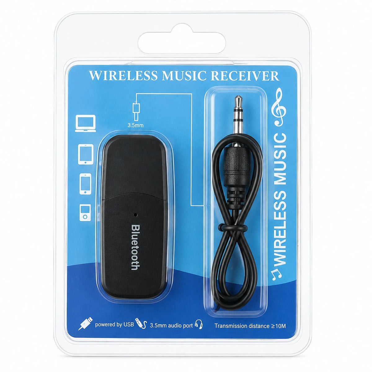 Wireless Bluetooth Music Receiver with 3.5mm AUX Audio Adapter