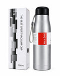 Black vacuum insulated stainless steel hot and cold water bottle
