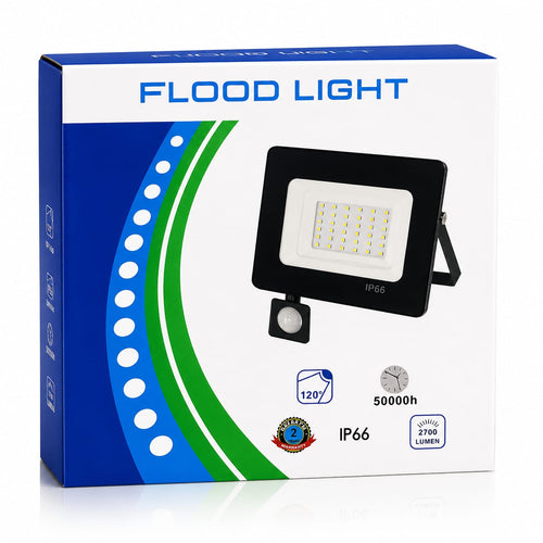 30W LED Flood Light with Motion Sensor IP66 Waterproof