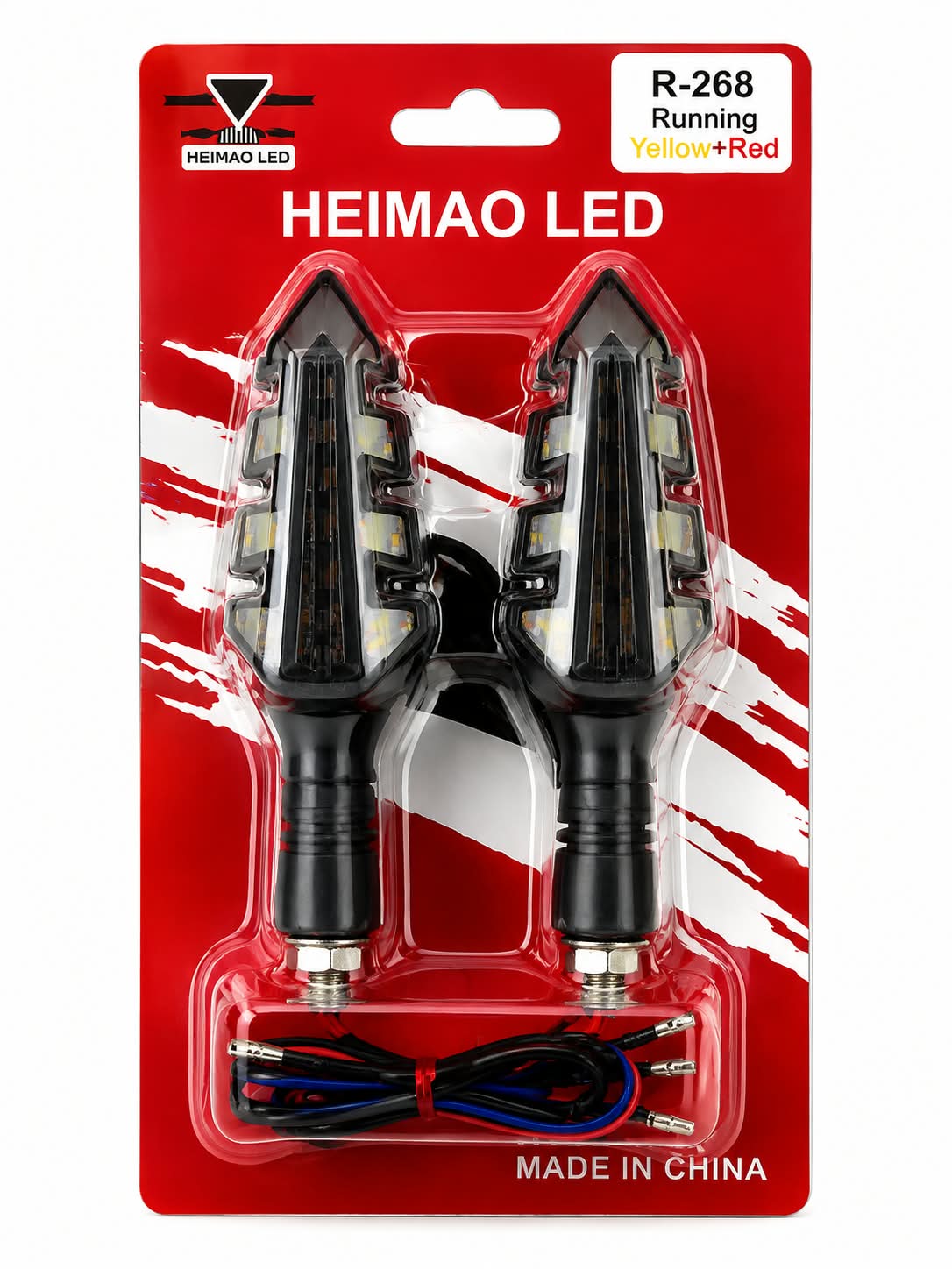 yellow and red motorcycle running light set

